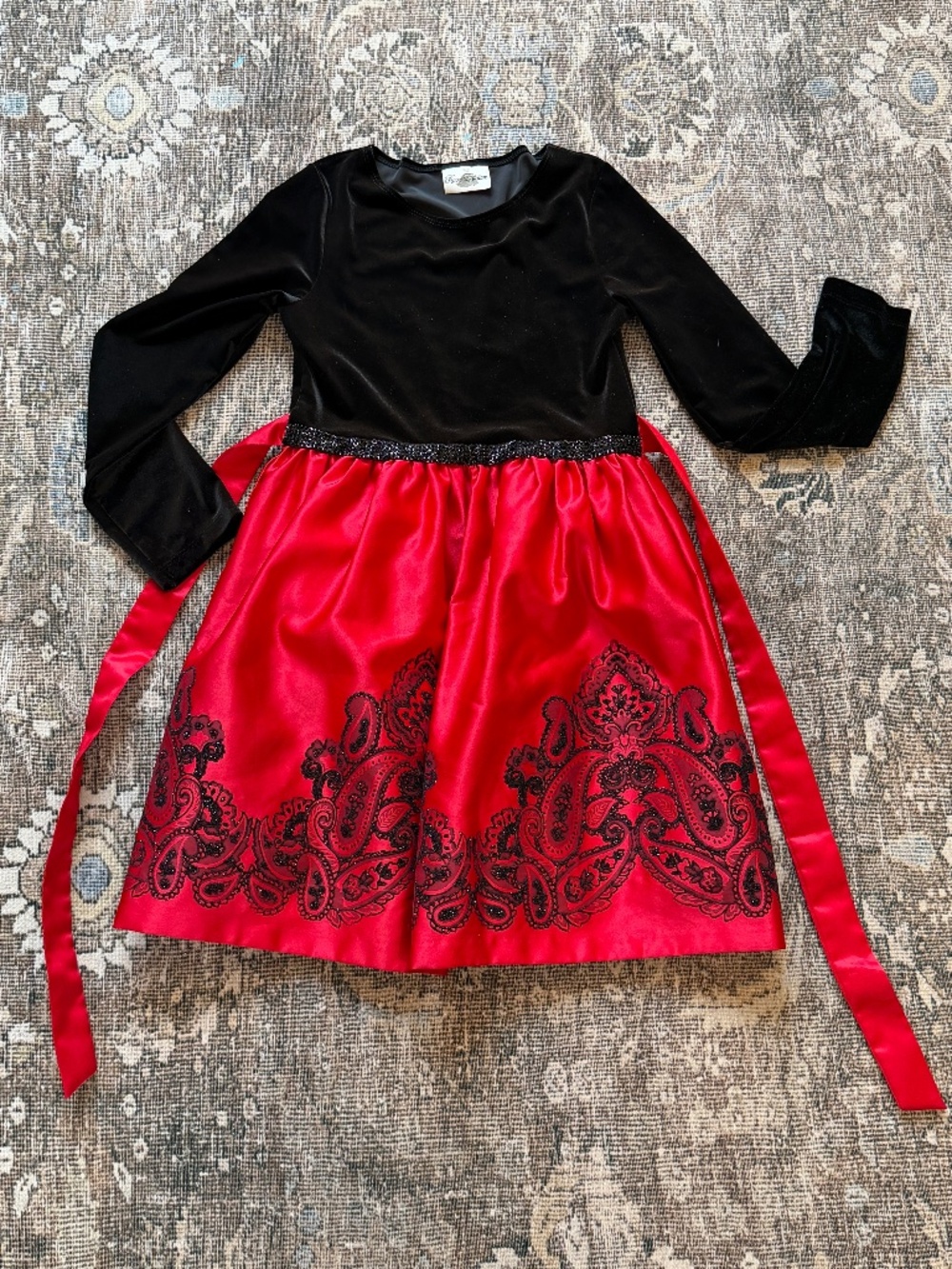 Girls Red and Black Dress with Suede top • size 12